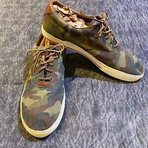 Polo Ralph Lauren Vaughn Camouflage Canvas Leather Shoe Mens Size 15D